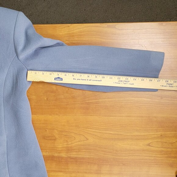 Women's Pale Blue Wool Cashmere Blend Double Breasted Peacoat - 6 - Picture 8 of 13